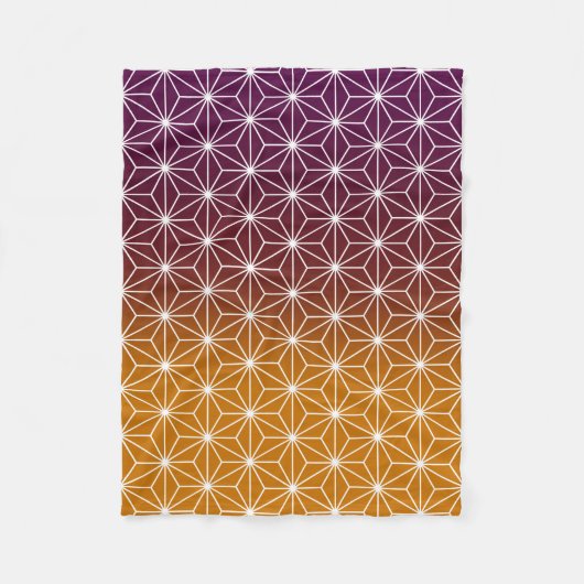 Japanse Asanoha (grootschalig) Bourgogne & Goud Fleece Deken (Voorkant)