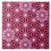 Japanse Asanoha of Star Pattern, Bourgogne Maroon Tegeltje (Voorkant)