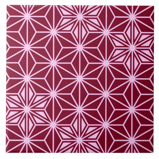 Japanse Asanoha of Star Pattern, Bourgogne Maroon Tegeltje (Voorkant)