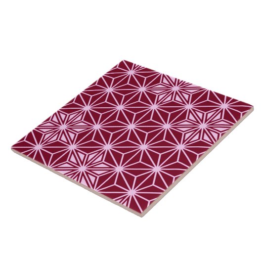 Japanse Asanoha of Star Pattern, Bourgogne Maroon Tegeltje (Zijkant)