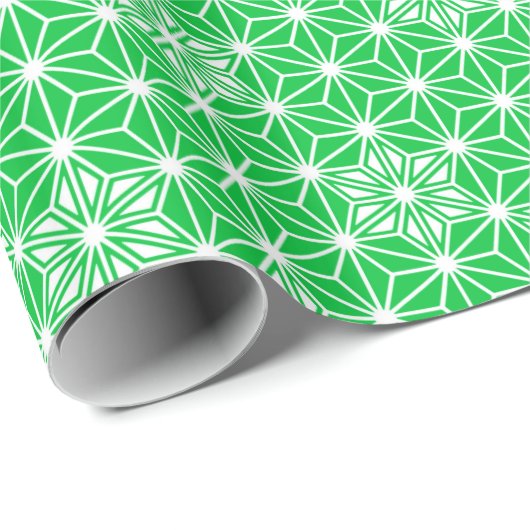 Japanse Asanoha of Star Pattern, jade groen Cadeaupapier (Rol Hoek)