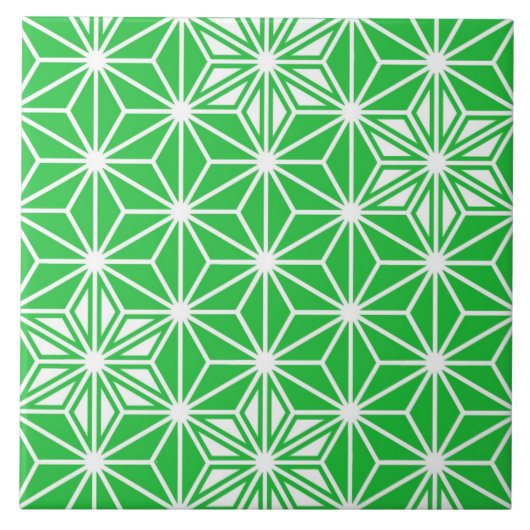 Japanse Asanoha of Star Pattern, jade groen Tegeltje (Voorkant)