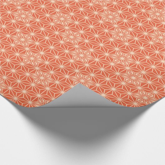Japanse Asanoha of Star Pattern, koraal sinaasappe Cadeaupapier (Hoek)