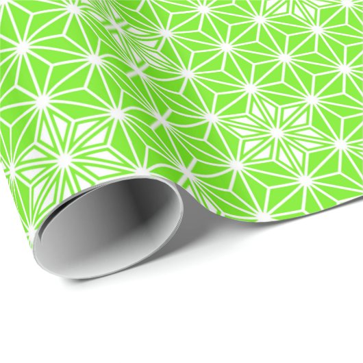 Japanse Asanoha of Star Pattern, lichte kalkgroen Cadeaupapier (Rol Hoek)