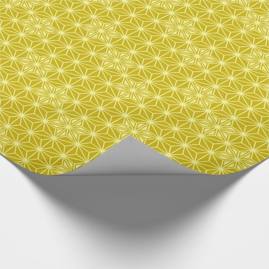 Japanse Asanoha of Star Pattern, mosterd gold Cadeaupapier (Hoek)