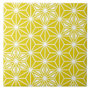 Japanse Asanoha of Star Pattern, mosterdgeel Tegeltje