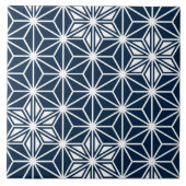 Japanse Asanoha of Star Pattern, Navy Blue Tegeltje (Voorkant)