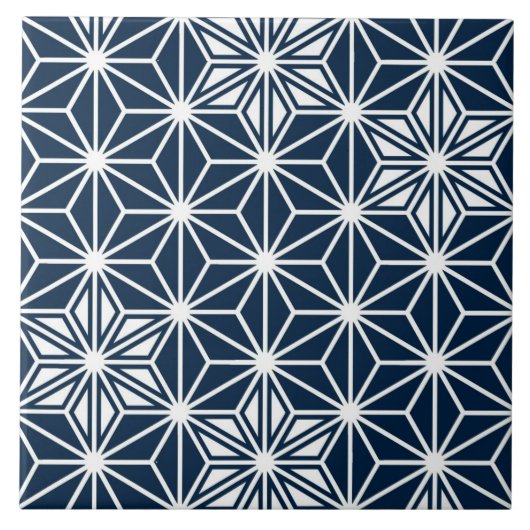 Japanse Asanoha of Star Pattern, Navy Blue Tegeltje (Voorkant)