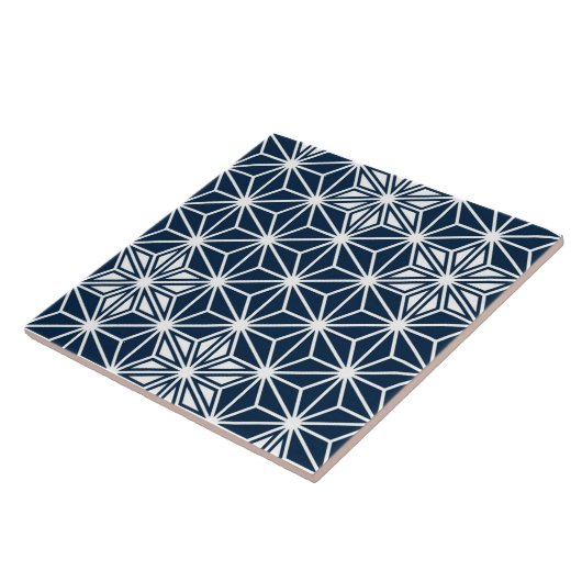 Japanse Asanoha of Star Pattern, Navy Blue Tegeltje (Zijkant)