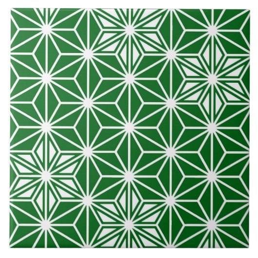 Japanse Asanoha of Star Pattern, pijngroen Tegeltje (Voorkant)