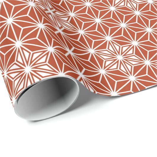 Japanse Asanoha of Star Pattern, terracotta Cadeaupapier (Rol Hoek)