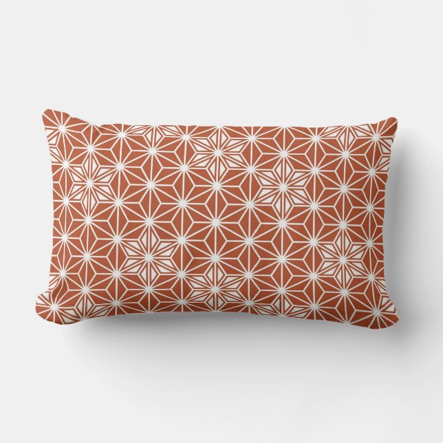 Japanse Asanoha of Star Pattern, terracotta Kussen (Voorkant)