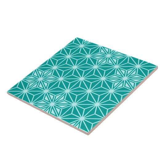 Japanse Asanoha of Star Pattern, turkooise Tegeltje (Zijkant)