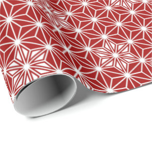 Japanse Asanoha of Sterpatroon, donkerrood Cadeaupapier