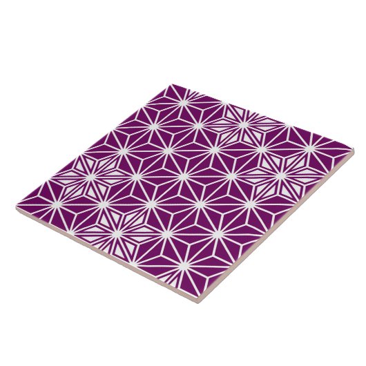 Japanse Asanoha of Sterrenpatroon, aubergine paars Tegeltje (Zijkant)