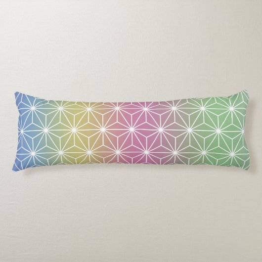 Japanse Asanoha Pastel Rainbow Lichaamskussen (Voorkant)