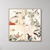 Japanse Audubon Vogelgalerij Muurkunst Set van 4 Canvas Afdruk (Voorkant)