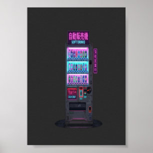 Japanse automaat cyberpunk pixel art poster