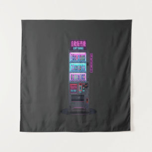 Japanse automaat cyberpunk pixel art wandkleed