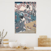 Japanse Autumn Ukiyo-e Momijigari no himegimi Poster (Keuken)