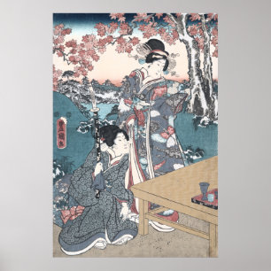 Japanse Autumn Ukiyo-e Momijigari no himegimi Poster
