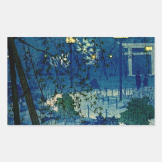  Japanse avond in blauw Rechthoekige Sticker
