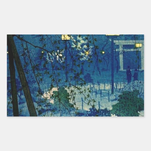  Japanse avond in blauw Rechthoekige Sticker (Voorkant)