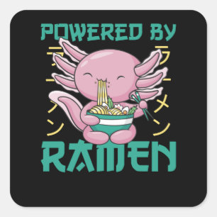 Japanse Axolotl Ramen Kawaii Noodles Axolotls Vierkante Sticker