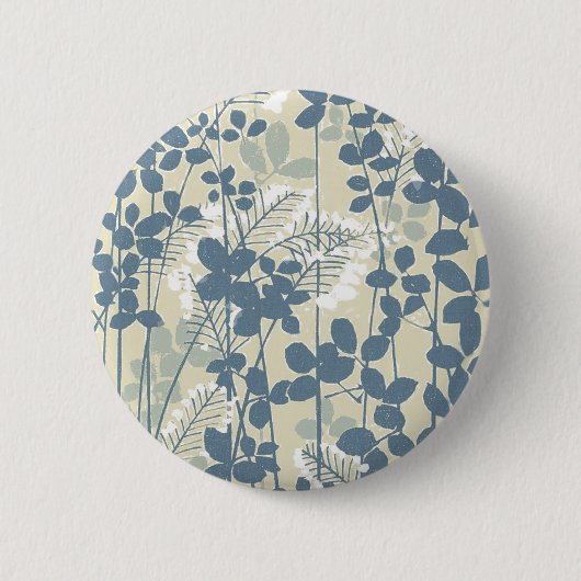 Japanse Aziatische Blauwe Bloem Bloemenkunst Ronde Button 5,7 Cm (Voorkant)