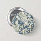 Japanse Aziatische Blauwe Bloem Bloemenkunst Ronde Button 5,7 Cm (Voorkant /achterkant)