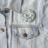 Japanse Aziatische Blauwe Bloem Bloemenkunst Ronde Button 5,7 Cm (In situ)
