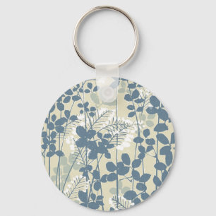 Japanse Aziatische Blauwe Bloem Bloemrijke Kunst Sleutelhanger