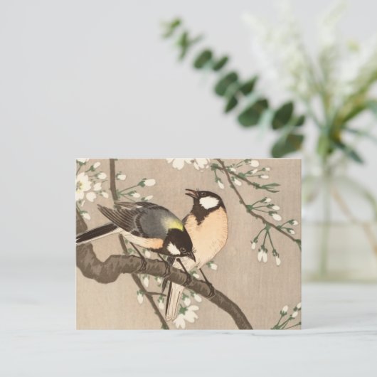 Japanse Aziatische Koson Bird Chickadee Songbird Briefkaart (Staand voorkant)