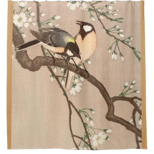 Japanse Aziatische Koson Bird Chickadee Songbird Douchegordijn (Voorkant)