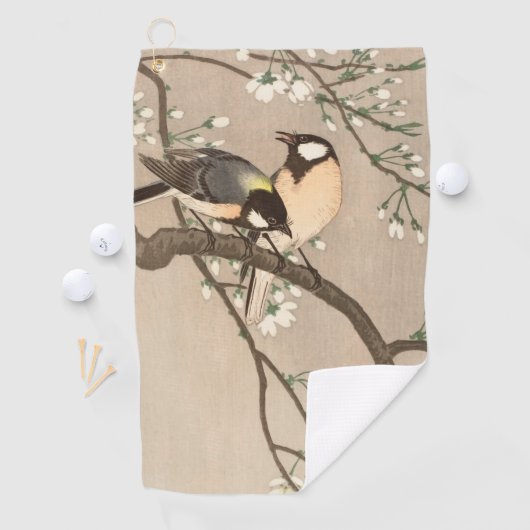Japanse Aziatische Koson Bird Chickadee Songbird Golfhanddoek (Insitu)