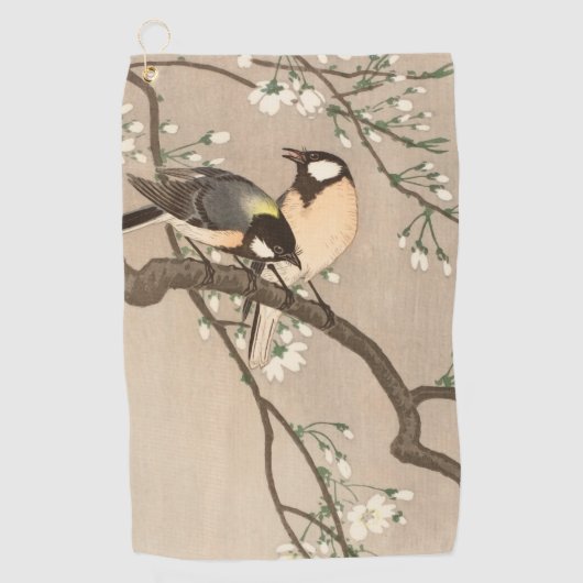 Japanse Aziatische Koson Bird Chickadee Songbird Golfhanddoek (Voorkant)