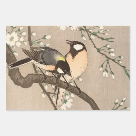 Japanse Aziatische Koson Bird Chickadee Songbird Inpakpapier Vel (Voorkant)