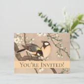 Japanse Aziatische Koson Bird Chickadee Songbird Kaart (Staand voorkant)