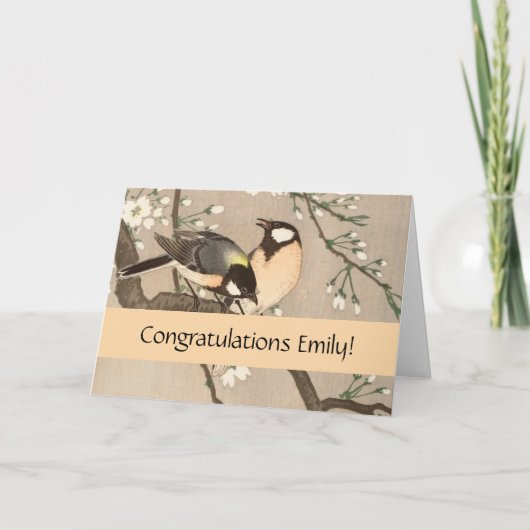 Japanse Aziatische Koson Bird Chickadee Songbird Kaart (Voorkant)