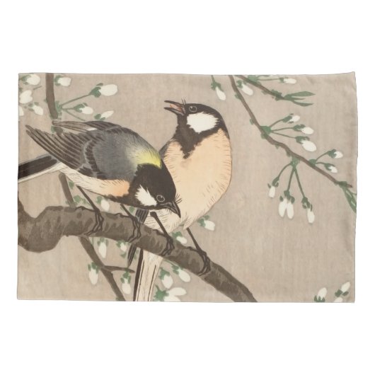 Japanse Aziatische Koson Bird Chickadee Songbird Kussensloop (Achterkant)