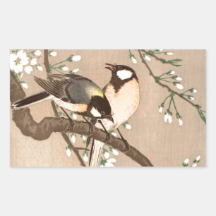 Japanse Aziatische Koson Bird Chickadee Songbird Rechthoekige Sticker