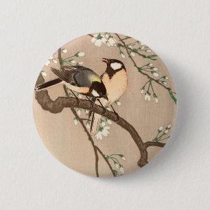 Japanse Aziatische Koson Bird Chickadee Songbird Ronde Button 5,7 Cm