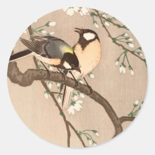 Japanse Aziatische Koson Bird Chickadee Songbird Ronde Sticker