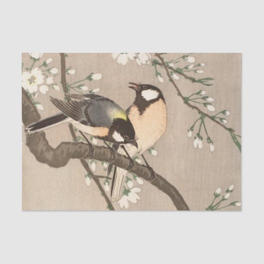 Japanse Aziatische Koson Bird Chickadee Songbird Tissuepapier (Voorkant)