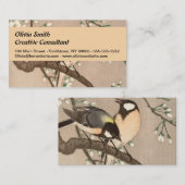 Japanse Aziatische Koson Bird Chickadee Songbird Visitekaartje (Voorkant / Achterkant)