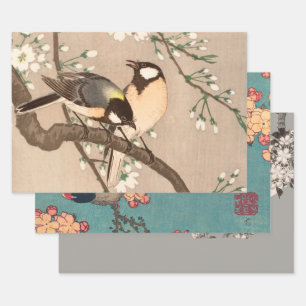 Japanse Aziatische Ohara Koson Vogel Mees Zangvoge Inpakpapier Vel
