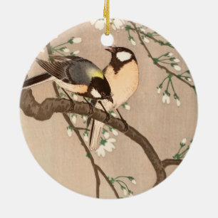 Japanse Aziatische Ohara Koson Vogel Mees Zangvoge Keramisch Ornament