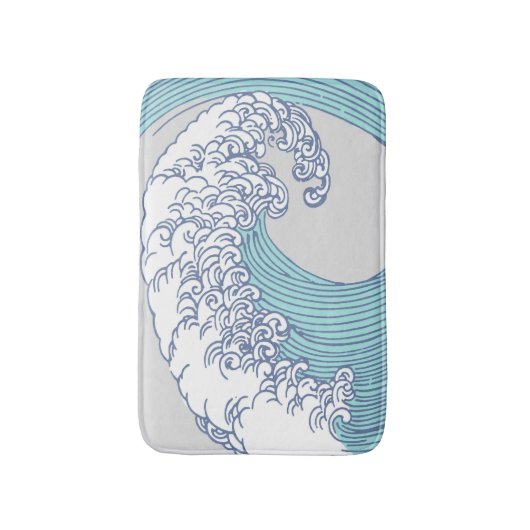 Japanse Aziatische Surf Golve Art Ocean Art Badmat (Voorkant Verticaal)