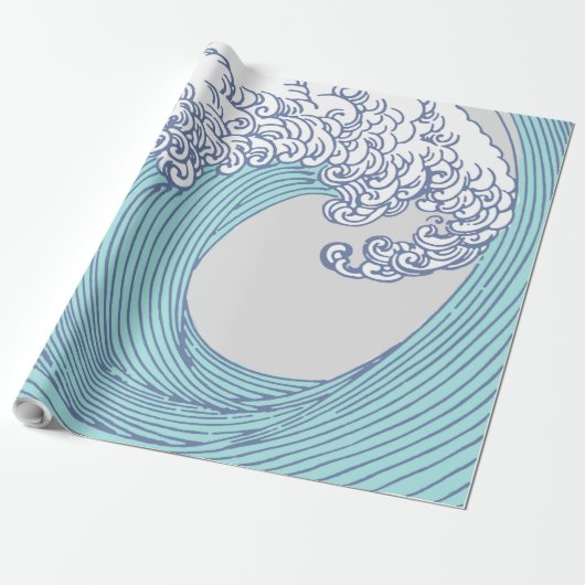 Japanse Aziatische Surf Golve Art Ocean Art Cadeaupapier (Uitgerold)
