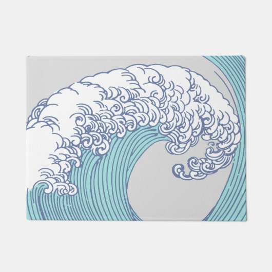 Japanse Aziatische Surf Golve Art Ocean Art Deurmat (Voorkant)